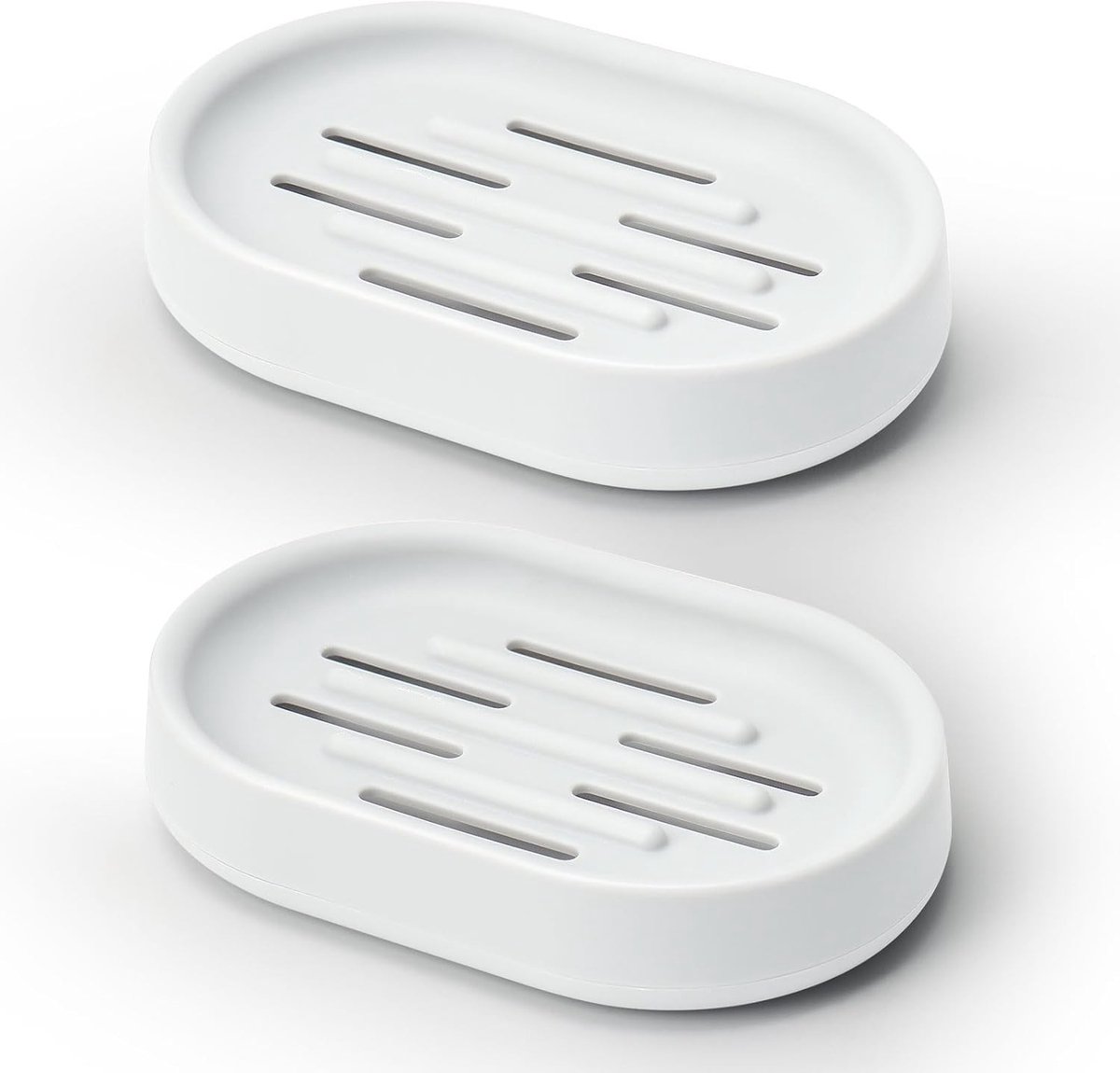 Set van 2 Witte Zeepbakjes voor Efficiënt Zeepgebruik en Organisatie in Badkamer en Keuken