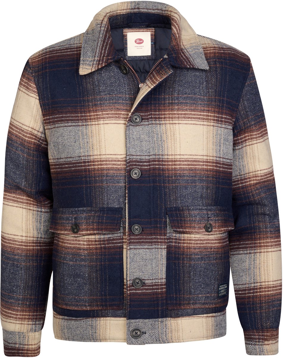 Petrol Industries - Heren Geruit bomberjack steelvalley - Blauw - Maat XXXL