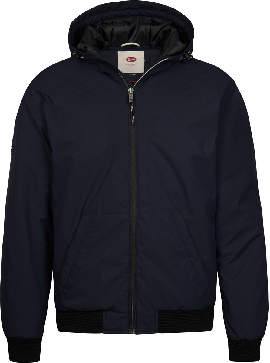 Petrol Industries - Heren Gewatteerd bomberjack met capuchon steelstation - Blauw - Maat XXXL