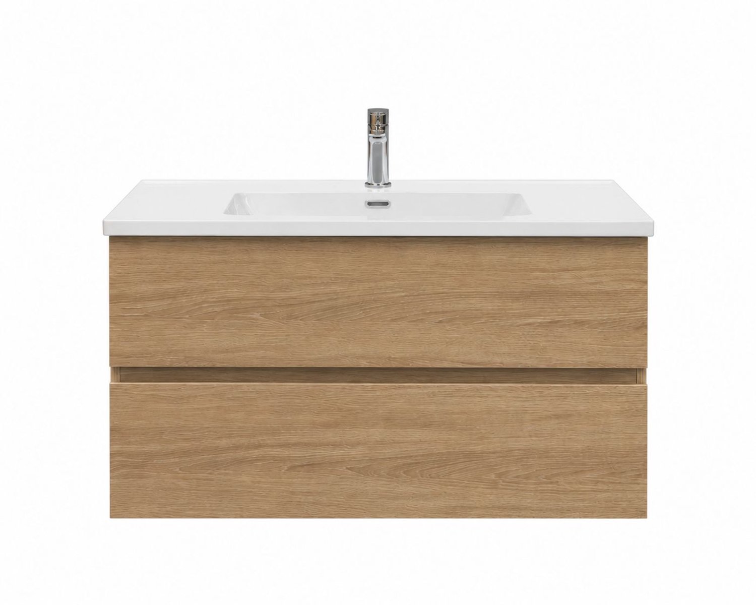 H&F Badkamermeubel Set MULTI Enkel met Wastafel 100x50x58 cm Eikgrijs – Soft-Close – Zwevend Badmeubel Compleet