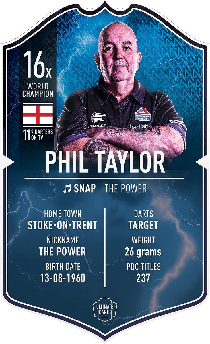 Dartspellen kaart Phil Taylor - Ultimate Darts - Origineel materiaal - Perfect voor dartliefhebbers - ShopVlot