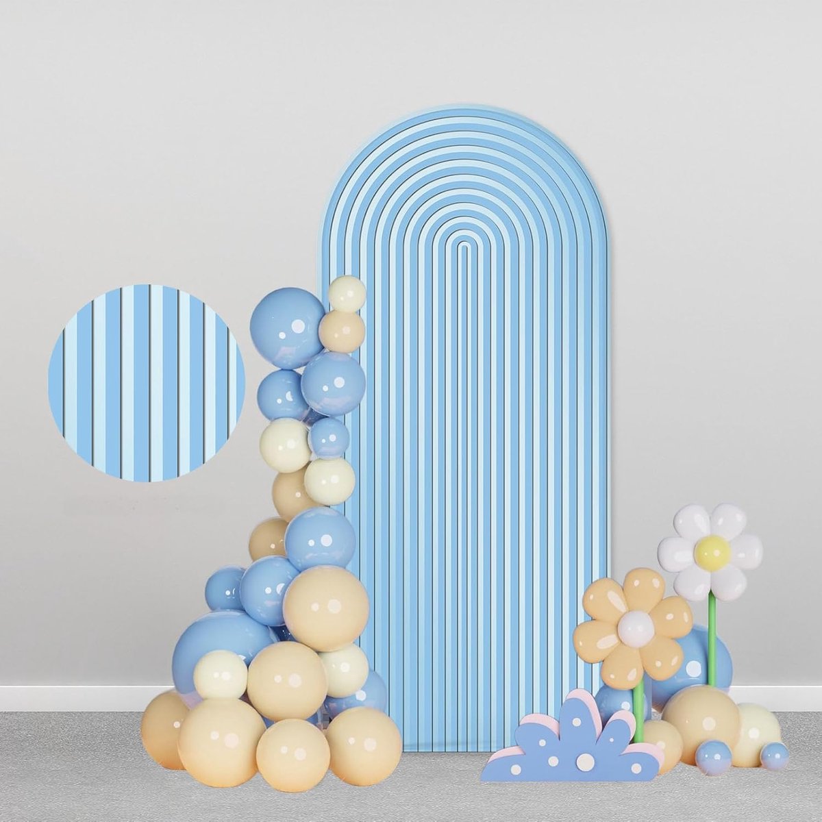 Achtergrondstandaard 100x210cm - blauw boog ontwerp - tweezijdig - perfect voor feesten - ShopVlot