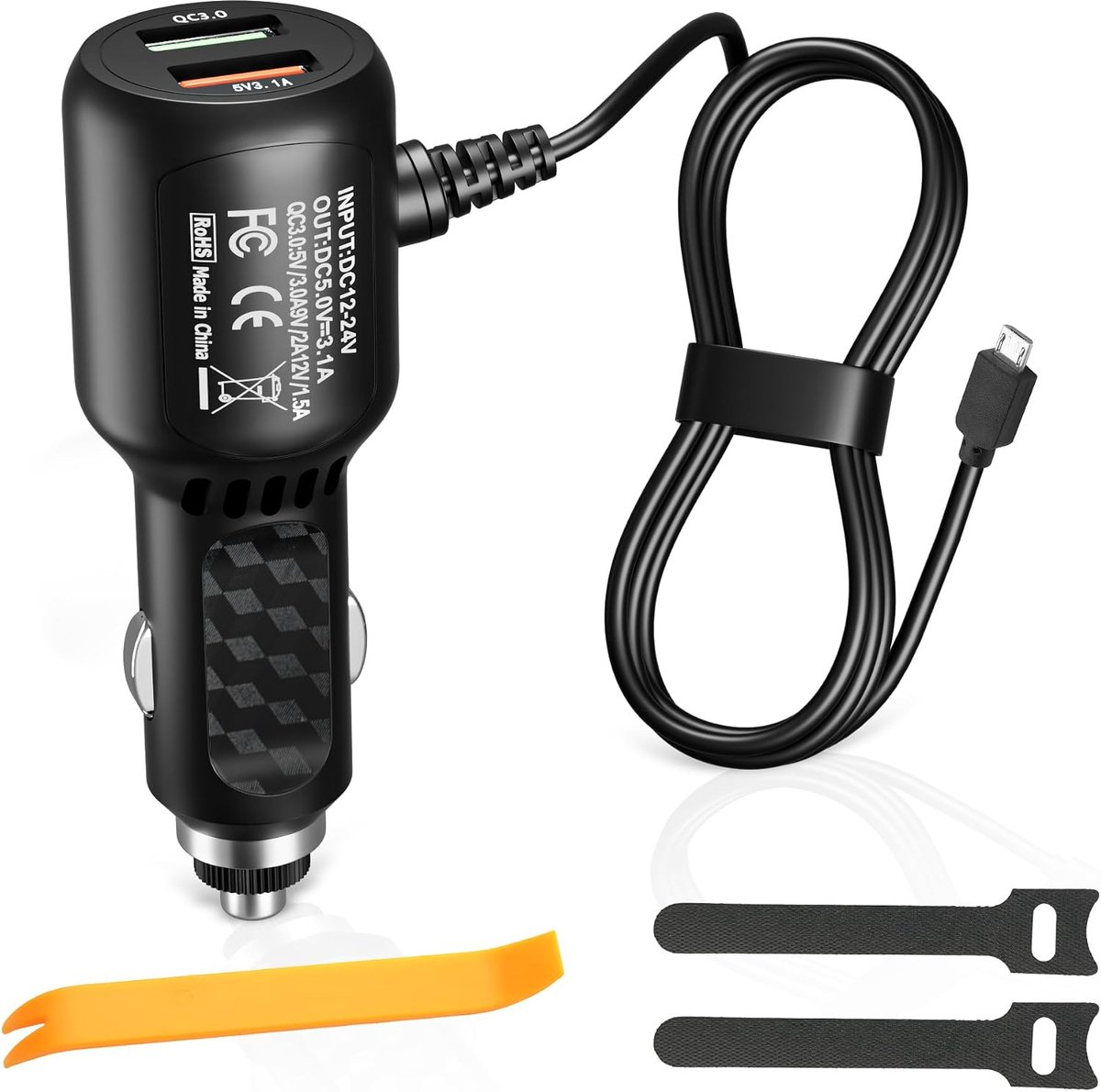 Mini USB adapter voor dashcam - Dual USB-poort - Snelladen - Universele autokabel - ShopVlot
