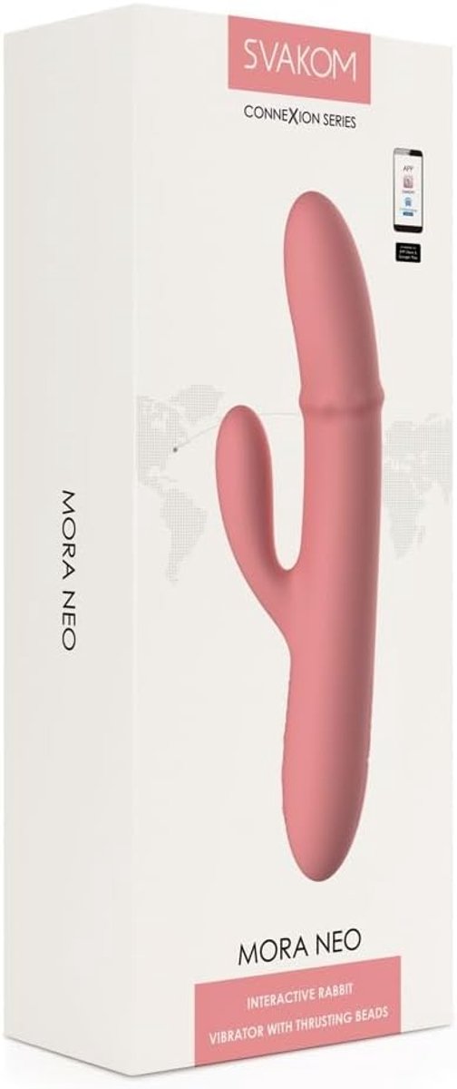 Vibrator met thrusting functie - perzik - apart bedienbare clitorisstimulatie - voor intens genot - ShopVlot
