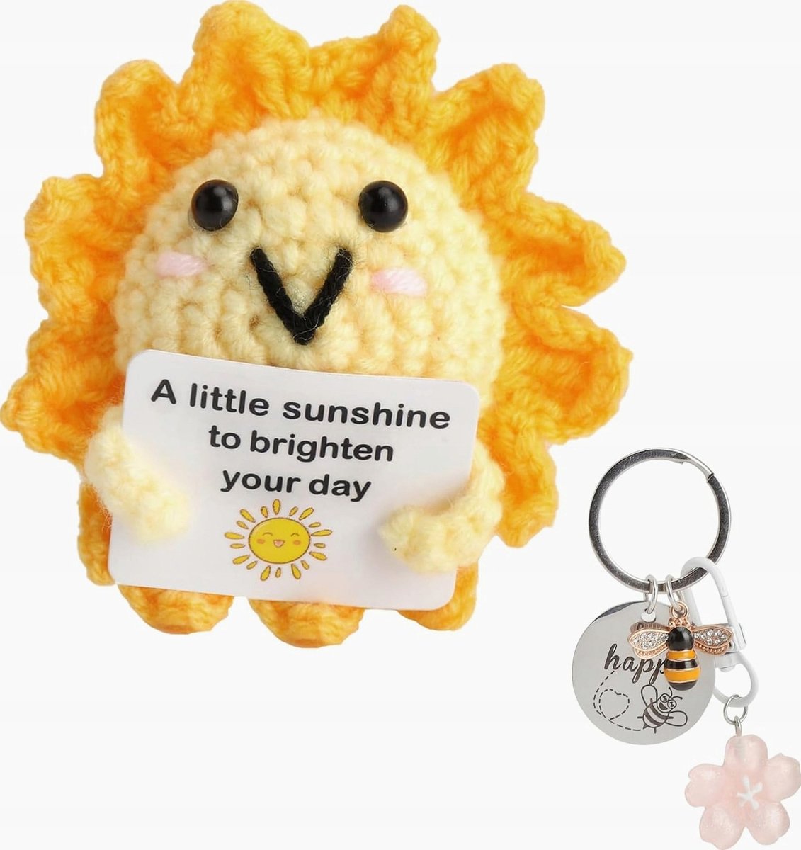 Zachte Pluche Zon Speelgoed 8 cm - Knuffel met Inspirerende Kaart