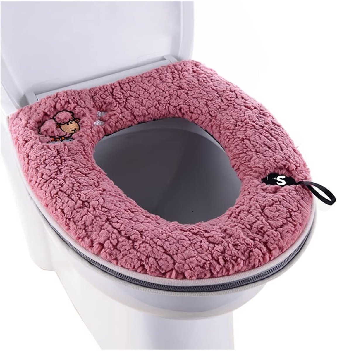 Toiletzitting hoes - warm pluche - met handvat en ritssluiting - wasbaar en comfortabel - ShopVlot