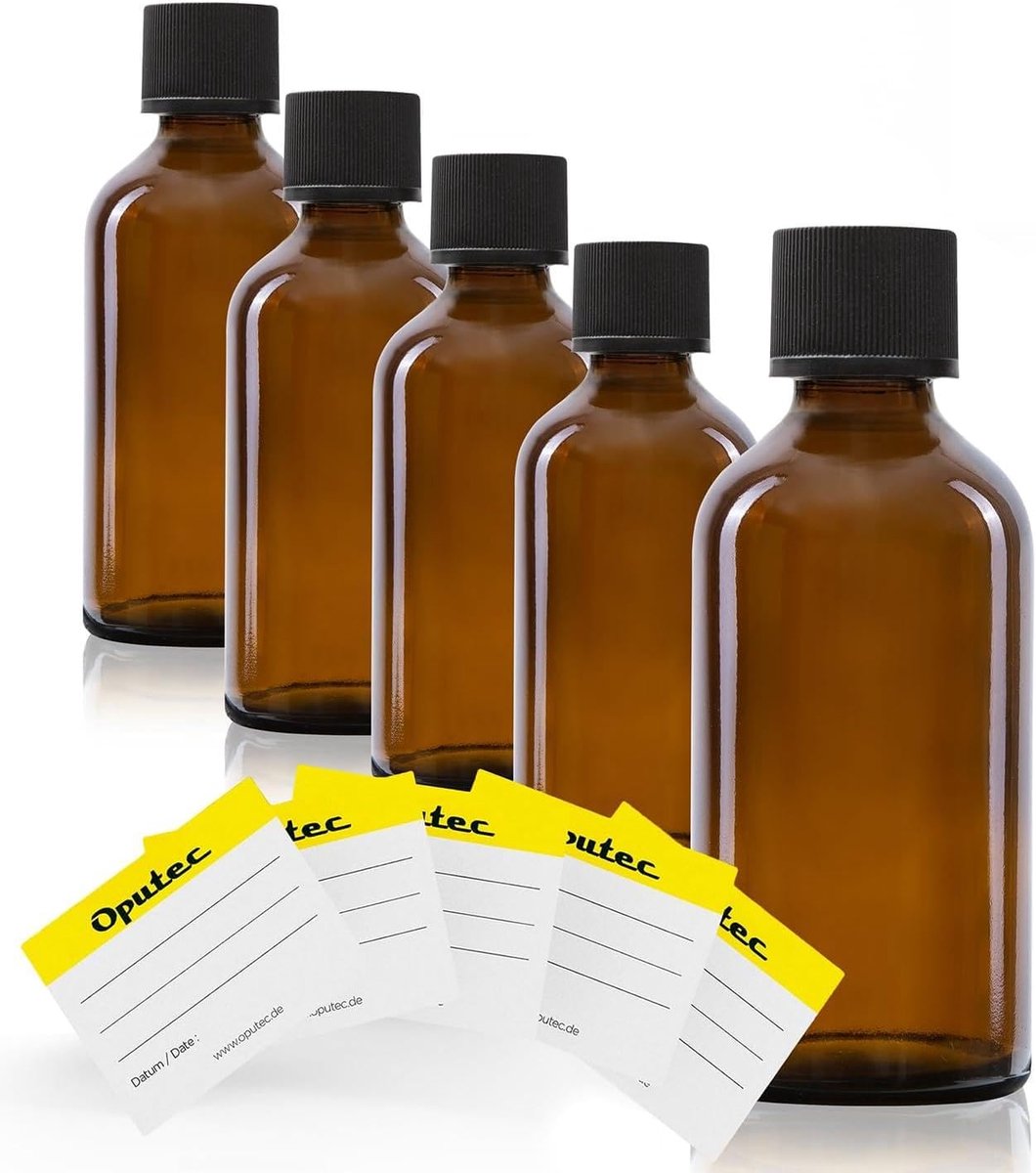 Glas druppelflesjes 5 x 50 ml - bruine apothekersflessen - met druppelaar - nauwkeurige dosering - ShopVlot