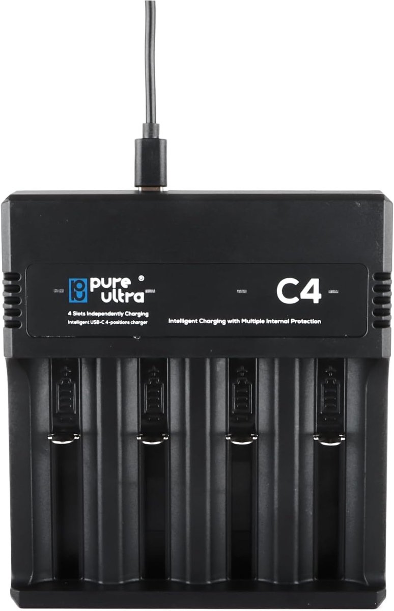 Li-ion acculader 4-bays - USB, LED-display - Slimme laadcontrole, ideaal voor mobiele apparaten - ShopVlot