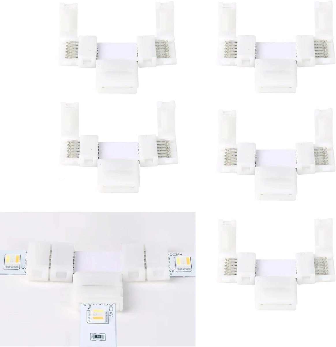 LED strip connector 6 pins - T-vormig - Solderless - Flexibel en duurzaam - ShopVlot
