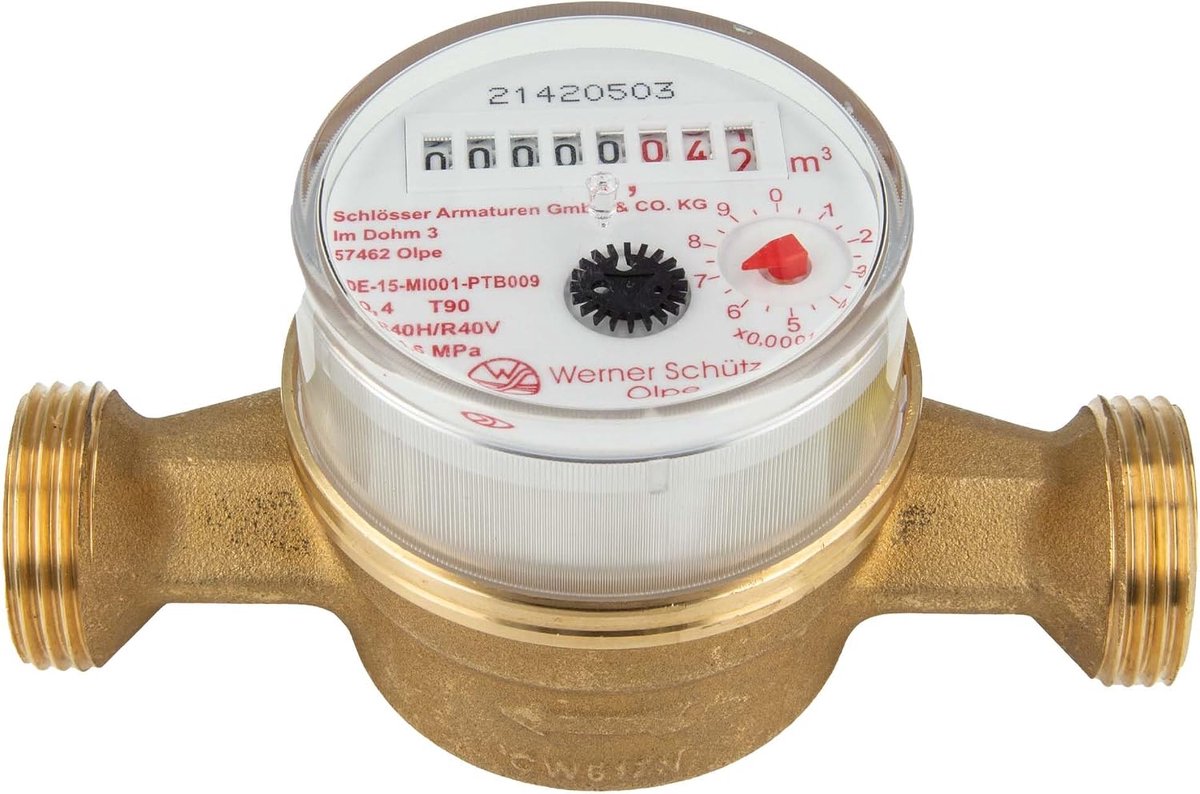 Watermeter single jet ETW 130 mm - Warmwater tot 90 °C - 1 inch aansluiting - Betrouwbare meting - ShopVlot