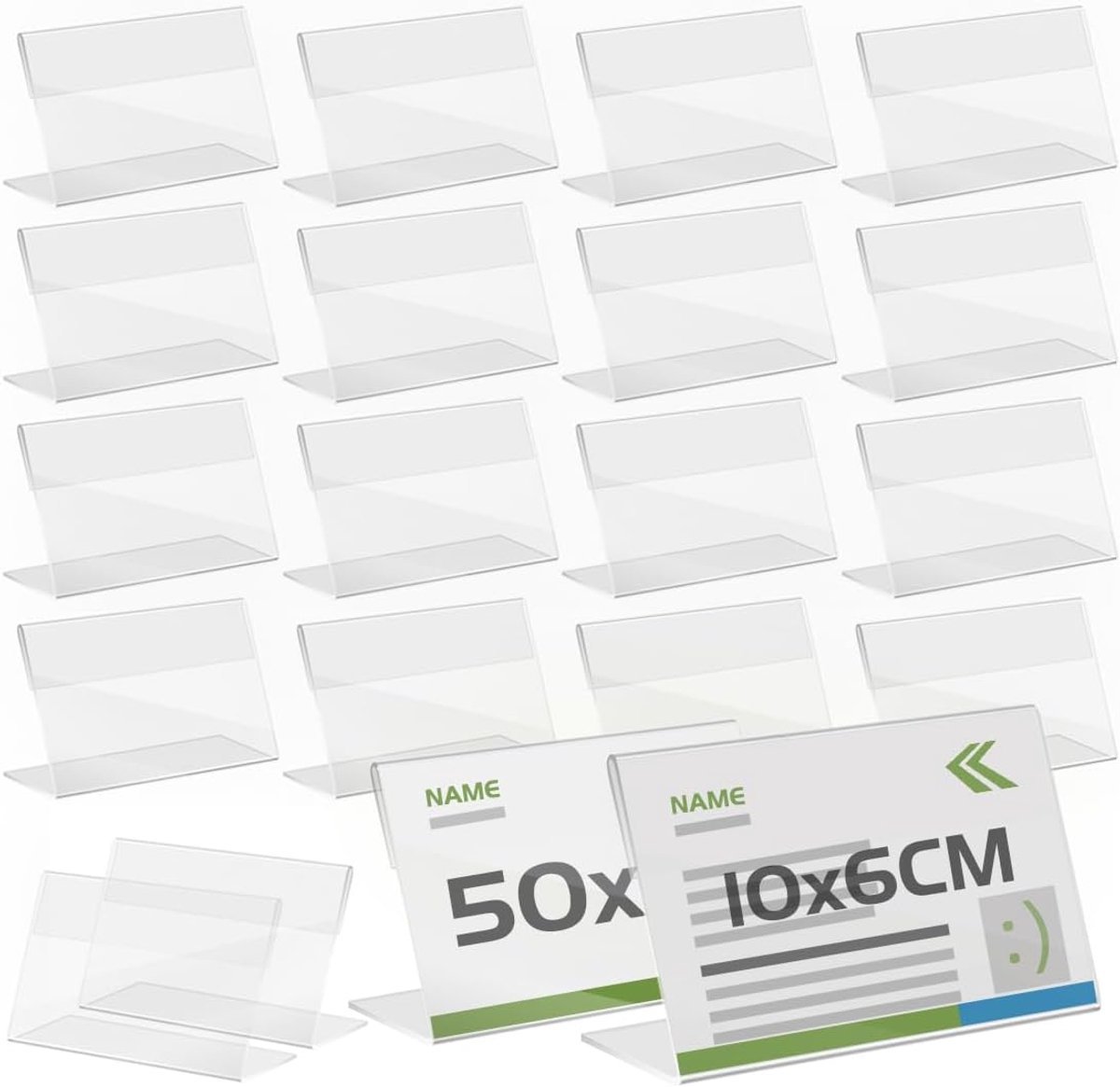 Naamplaatjes 10x6cm - Transparant PMMA - Eenzijdig display - Ideaal voor kantoor en school - ShopVlot