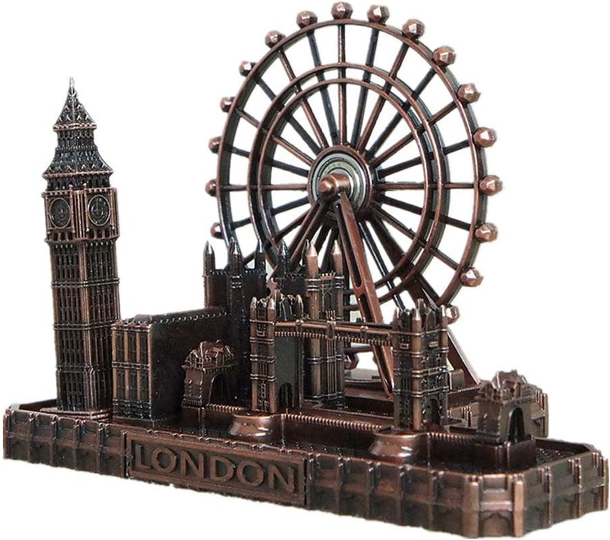 Architecturaal model Londen - Big Ben, Tower Bridge en London Eye - Vintage metaal - ShopVlot