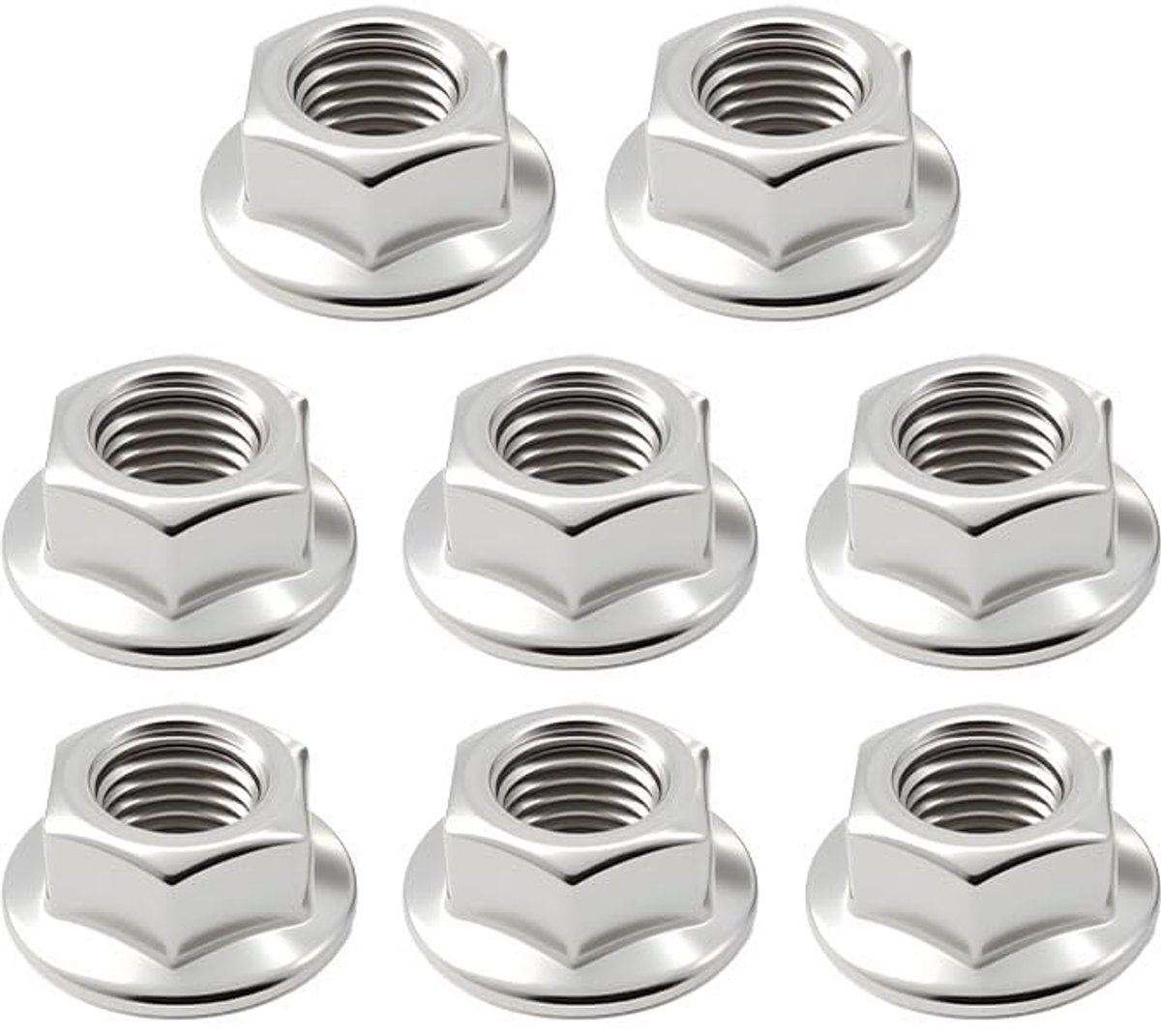 Flensmoeren M10 x 1mm - Roestvrij staal - Hex vergrendeling - Geschikt voor auto's en machines - ShopVlot