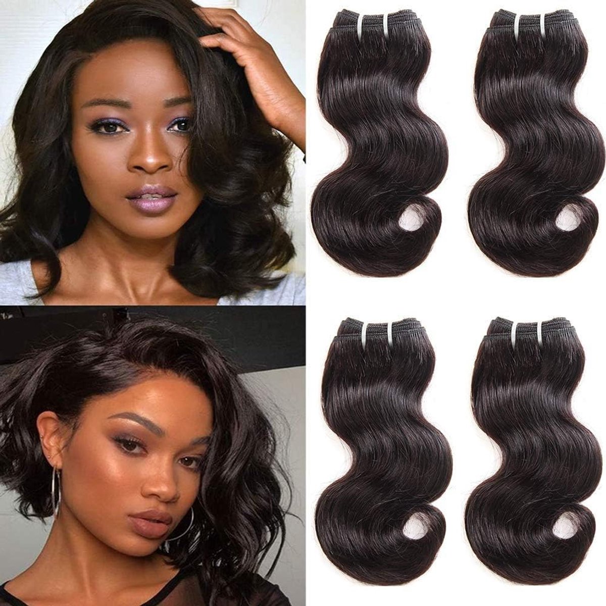 Haarextensions Body Wave 50g - 100% onverwerkt Braziliaans mensenhaar - natuurlijke zwarte kleur - ShopVlot