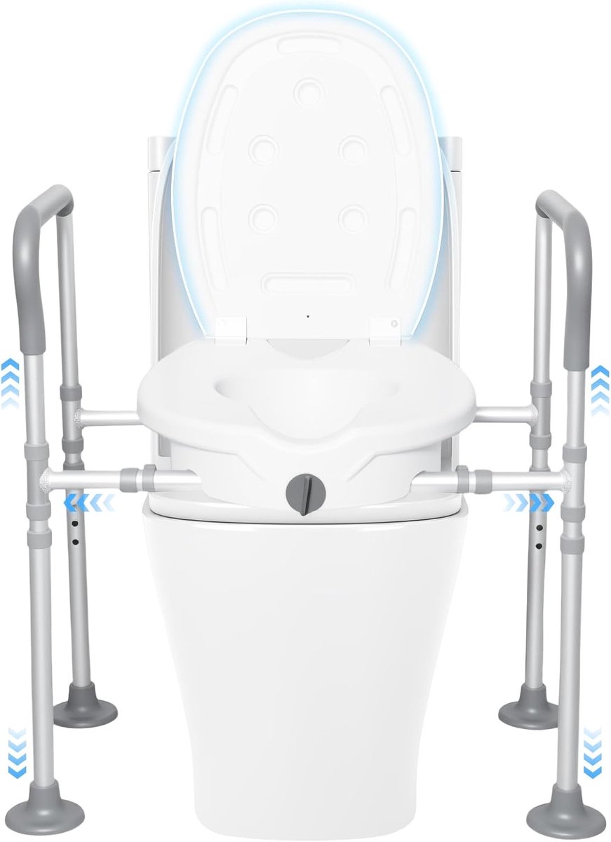 Toiletverhoger voor volwassenen - hoogte en breedte verstelbaar - met deksel - verhoogt comfort voor senioren - ShopVlot
