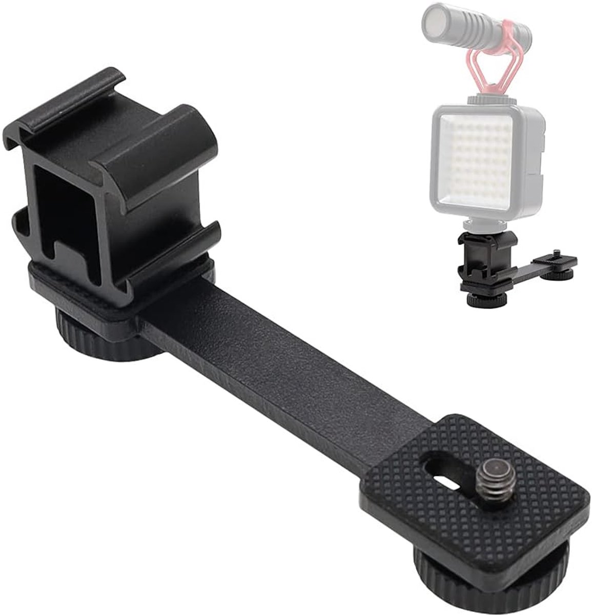 Flitsschoen Adapter - Camera Stabilisator - Foto Accessoires - 3-assige Montage - 110 mm - Zwart