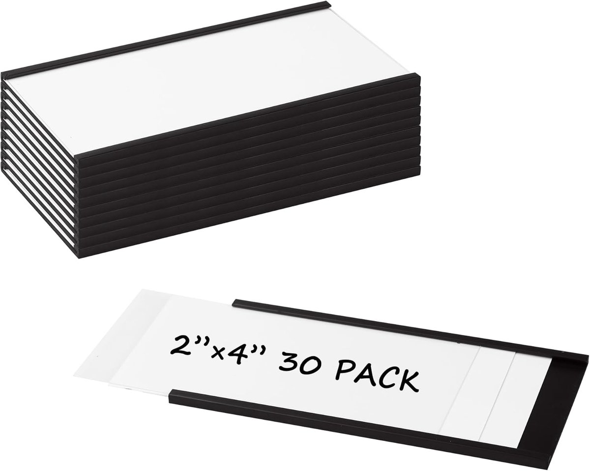 Magnetische labelhouders 2 x 4 inch - 30 stuks - Beschermfolie en vervangpapier inbegrepen - ShopVlot