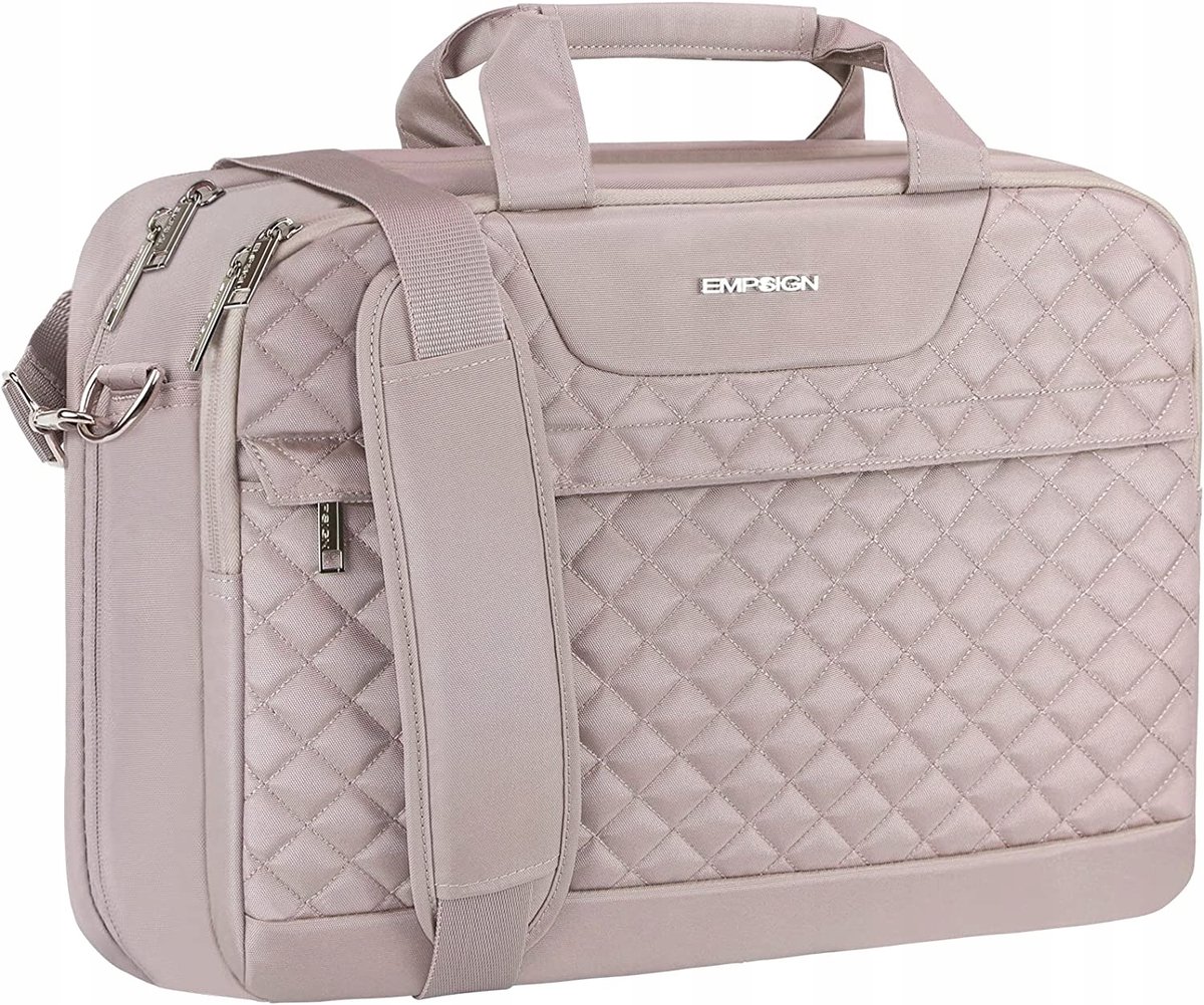 Dames Laptoptas 17" Zakelijk Elegante Beiget-Roze Canvas