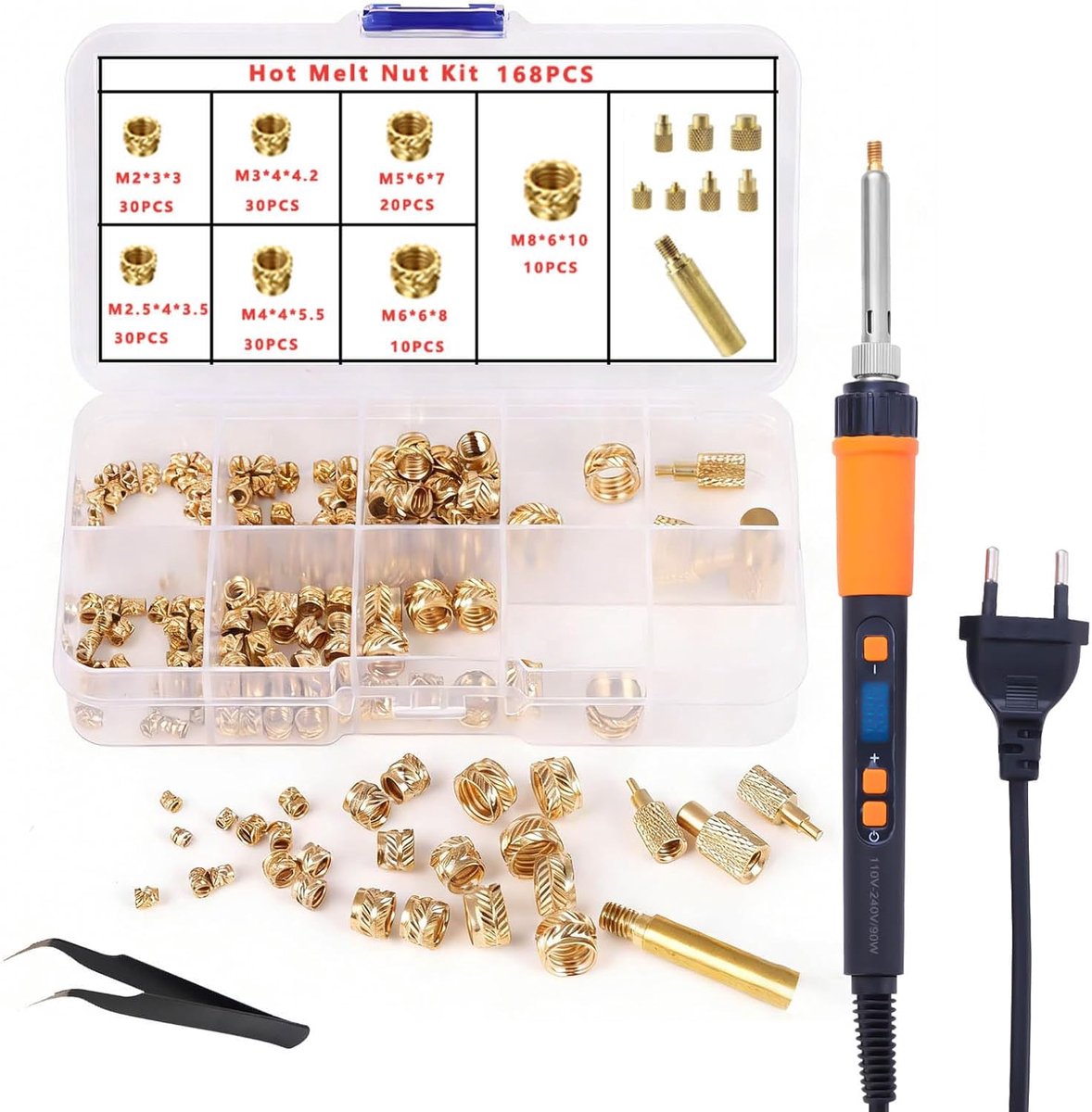 Solderstation 168-delige set - 90W soldeerbout - met diverse soldeerpunten - ideaal voor 3D-print inserts - ShopVlot