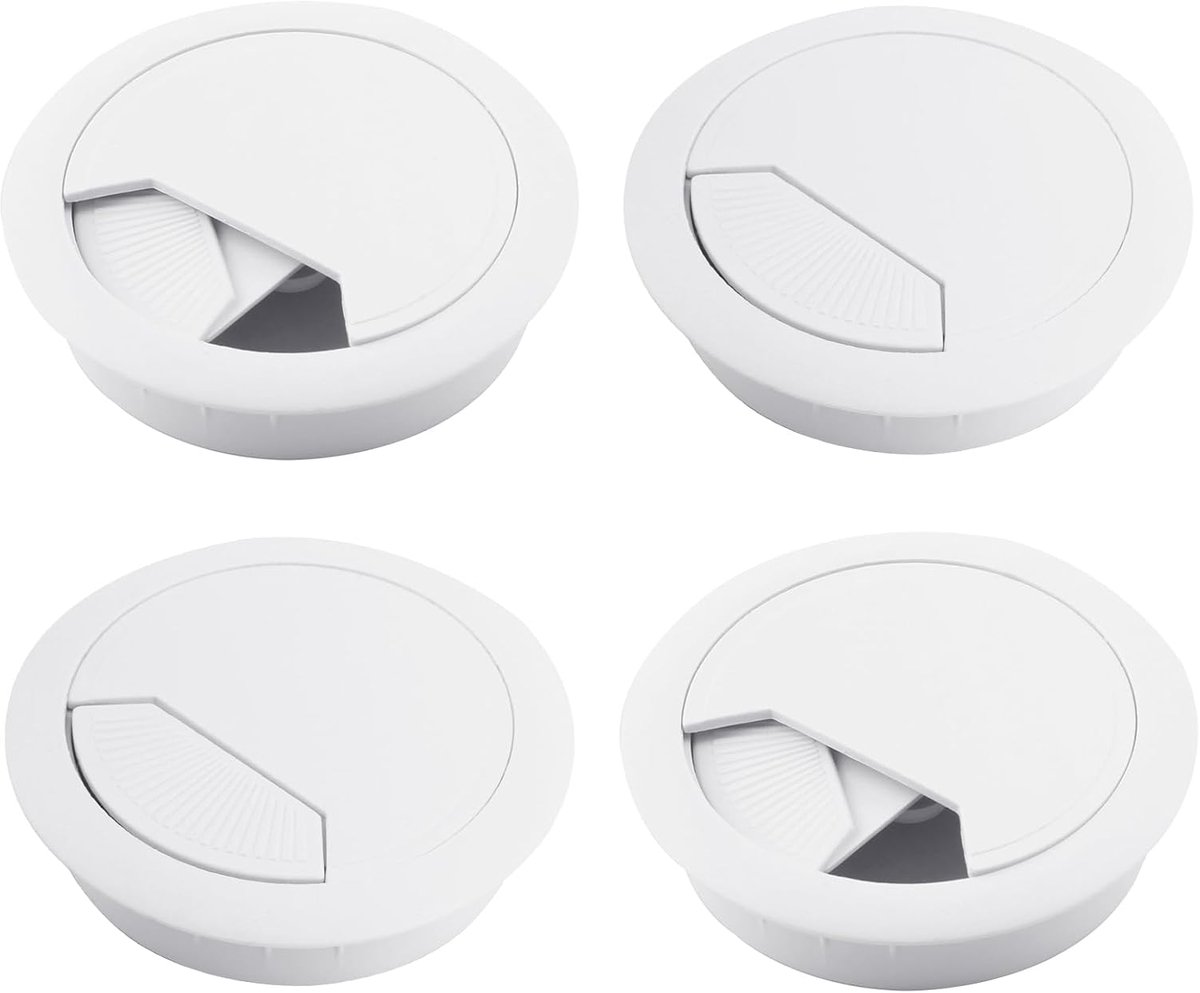 Desk kabeldoorvoer 60mm - 4 stuks wit - duurzaam ABS kunststof - efficiënt kabelbeheer - ShopVlot
