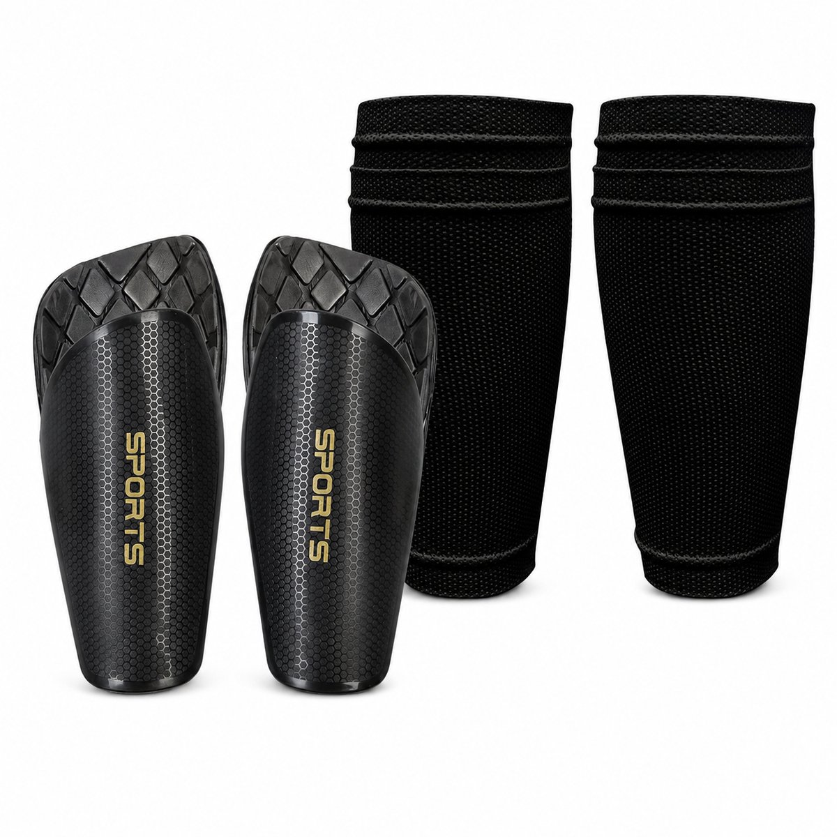 Suotu Scheenbeschermers Voetbal - Shin Pad Sleeve - Lichtgewicht Shin Guards voor Kinderen en Jeugd - Maat M - Zwart