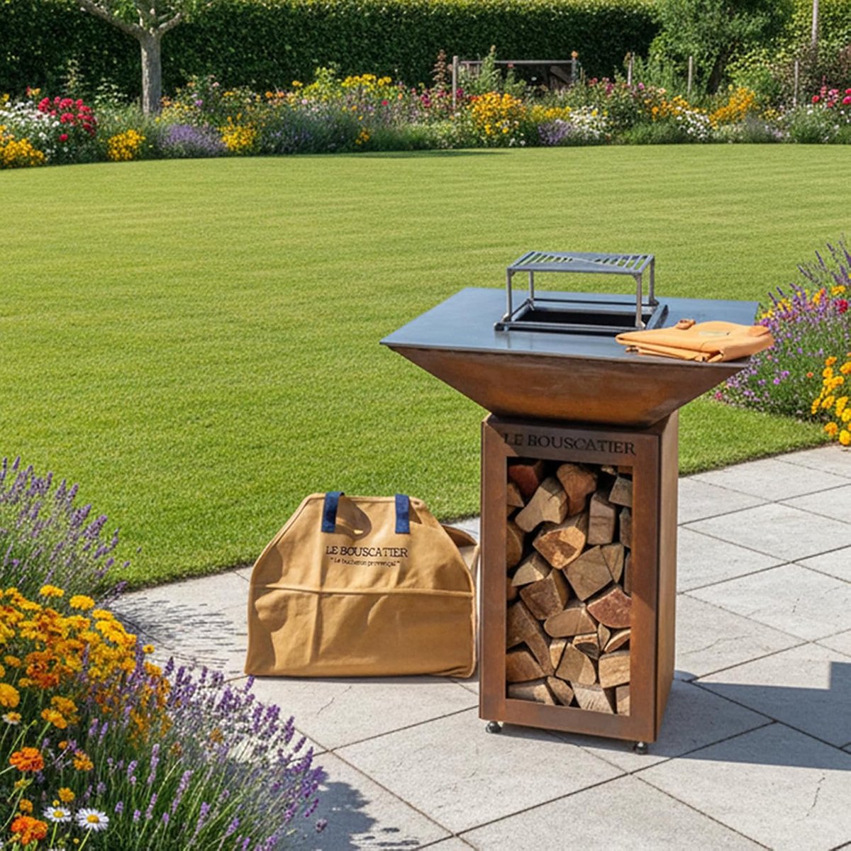 Houtmand 60 x 46 x 26 cm - Camel - Robuust voor houtblokken - Handig voor houtkachel of barbecue - ShopVlot