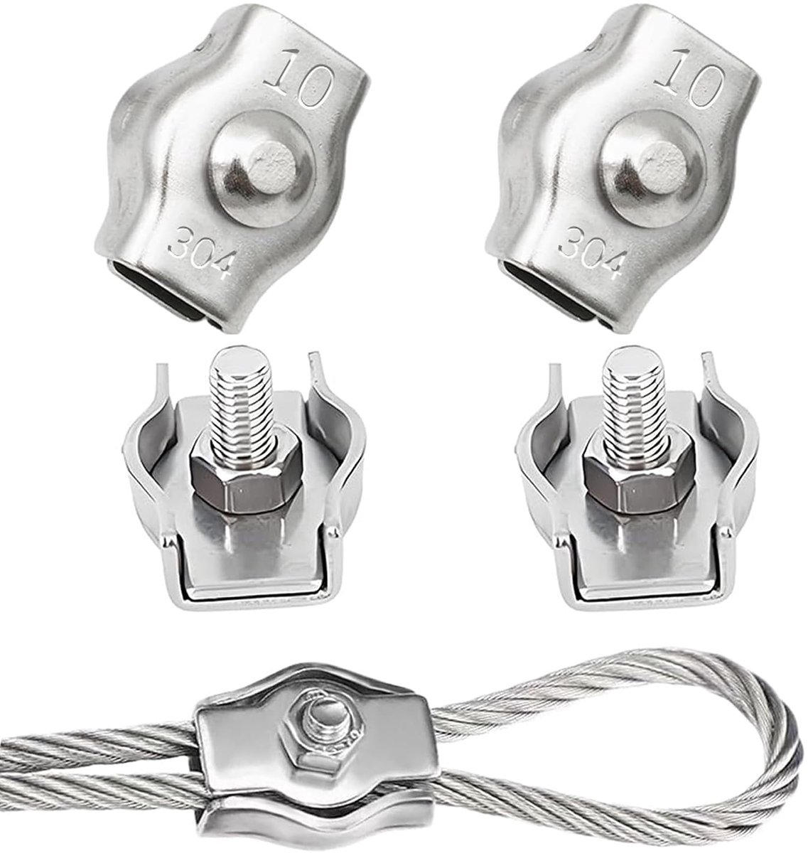 Kabelklem M10 - Roestvrij staal 304 - Stevige bevestiging - Geschikt voor kabels tot 8 mm - ShopVlot