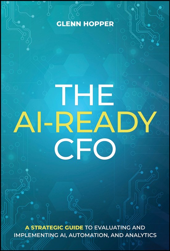 Livre "The AI-Ready CFO" par Glenn Hopper, sur fond bleu-vert avec des motifs de circuit.