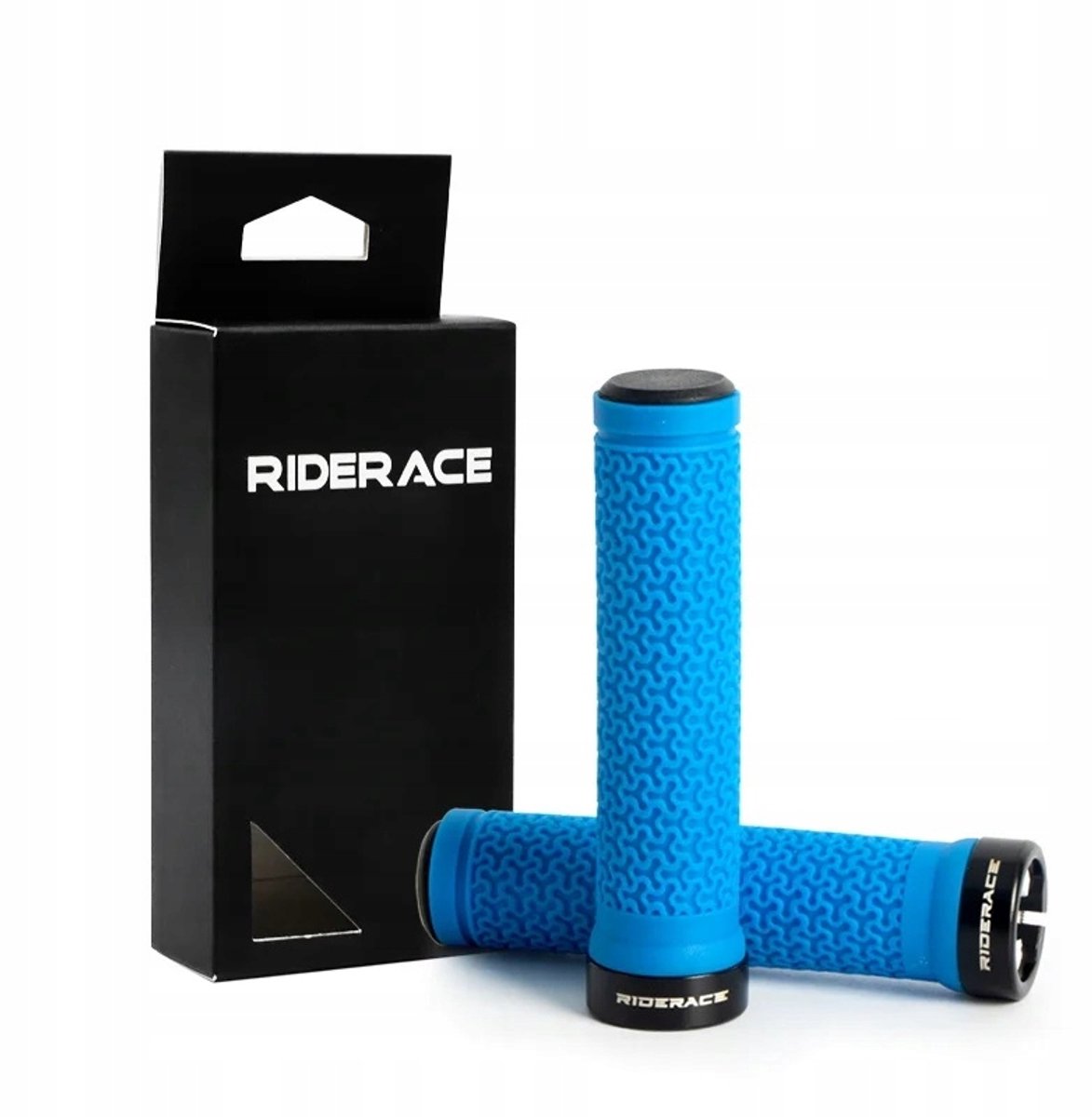 Riderace TPR Stuergrepen met Aluminium Ringen Blauw