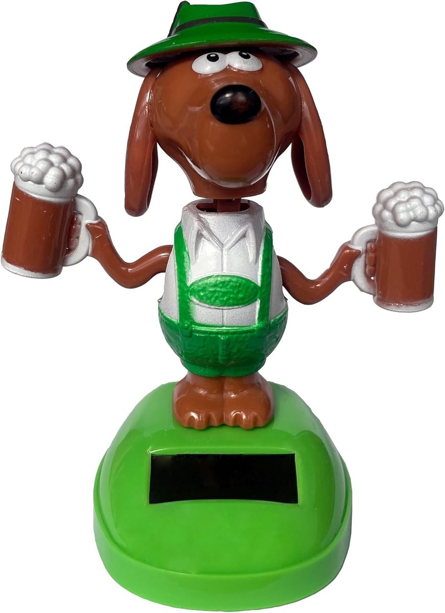 Zonne-teckel met bierpul - 6 x 5,8 x 3,5 cm - tuindecoratie - beweegt op zonne-energie - ShopVlot