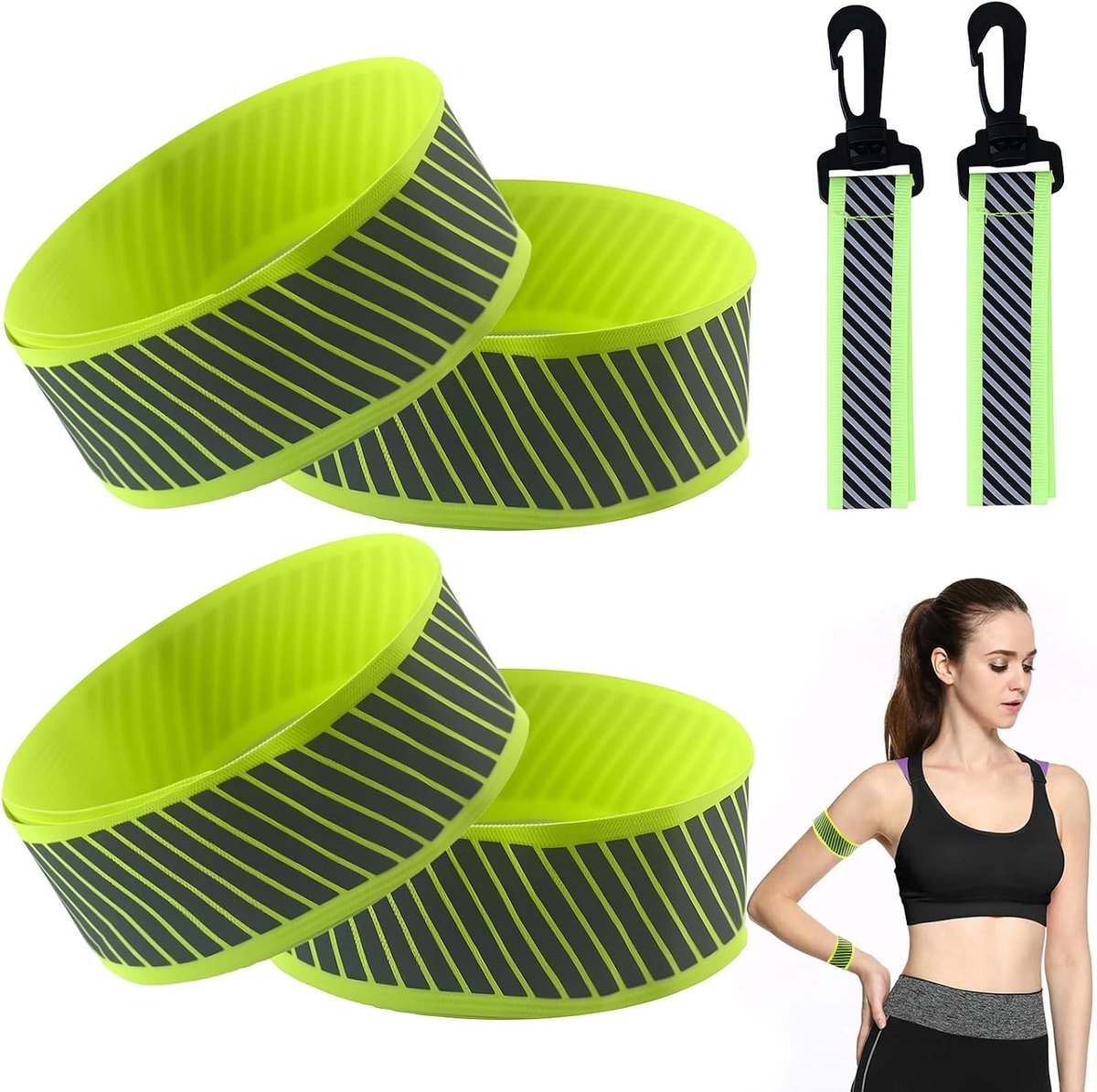 Fietspantalons clips 4 stuks - Reflecterende hangers - Ademend en elastisch - Veilig bij nachtrijden - ShopVlot