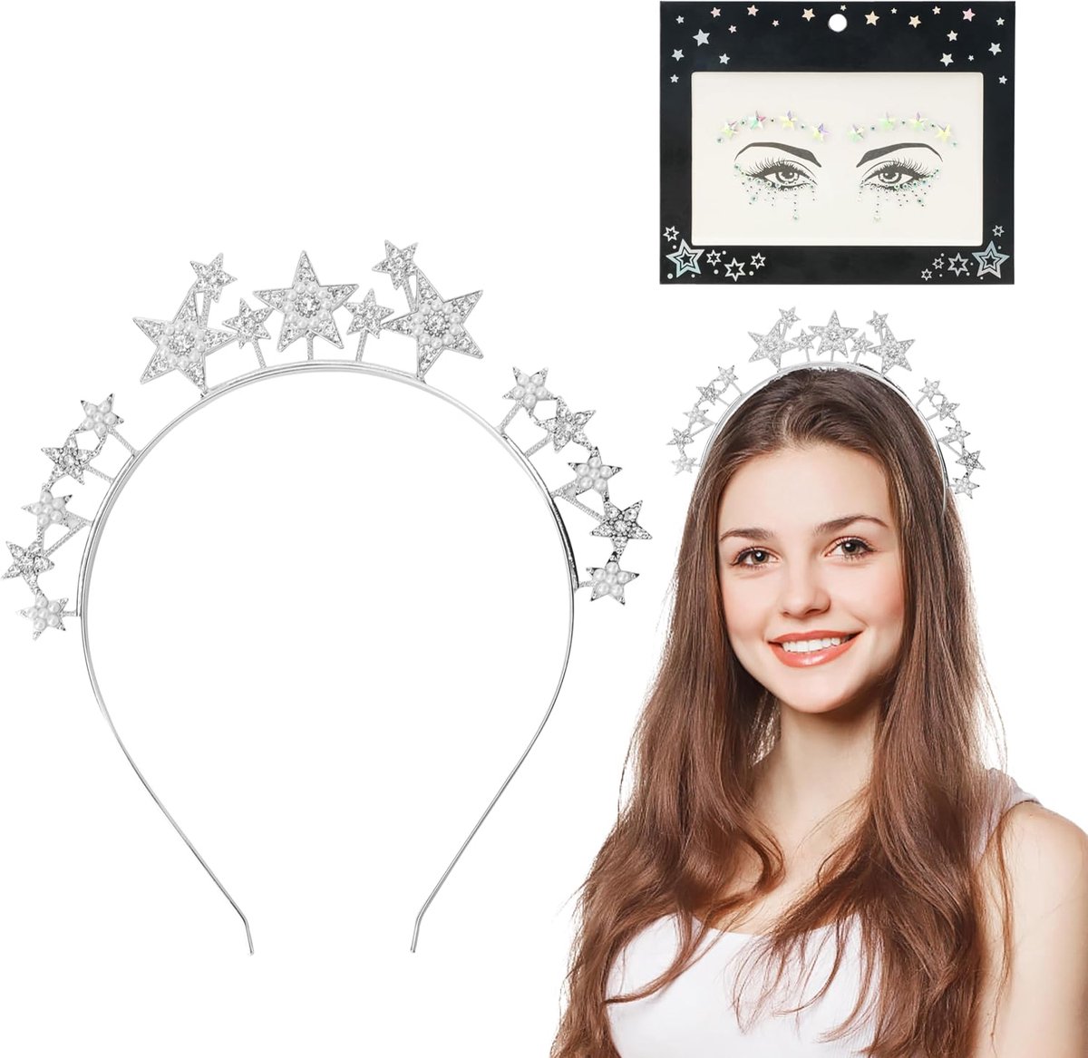 Glitter Stones gezicht rhinestone - zelfklevende ster haarbanden - tijdelijke tattoo met glitters - ShopVlot