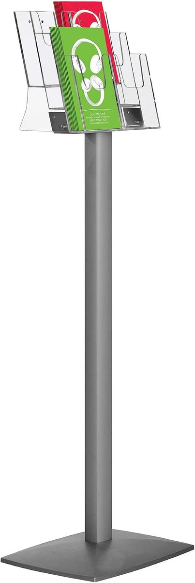 Brochurehouder 6 x DIN lang - aluminium frame - stabiele basis - ideaal voor presentaties - ShopVlot