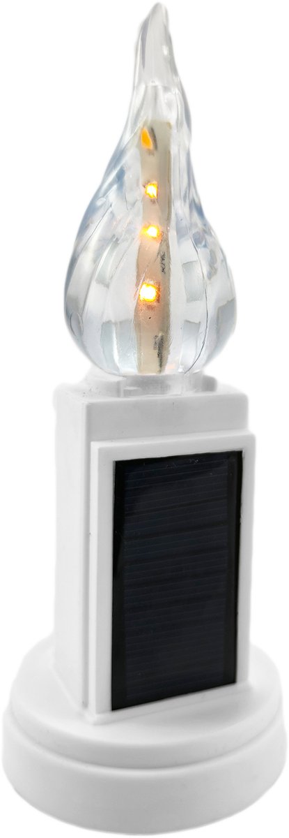 LED-kaars op zonne-energie met vlam - Wit, 16 cm