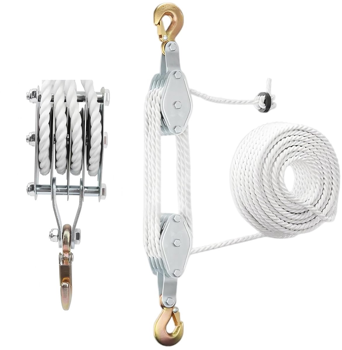 Heavy-duty pulley 4400 LB - 20m nylon kabel - hoge kwaliteit - efficiënt tillen van zware objecten - ShopVlot
