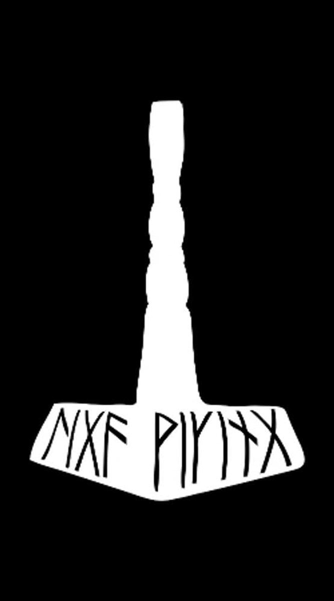 Auto sticker Thor's Hammer - 8 x 12 cm - zwart - voor Viking metal fans - ShopVlot