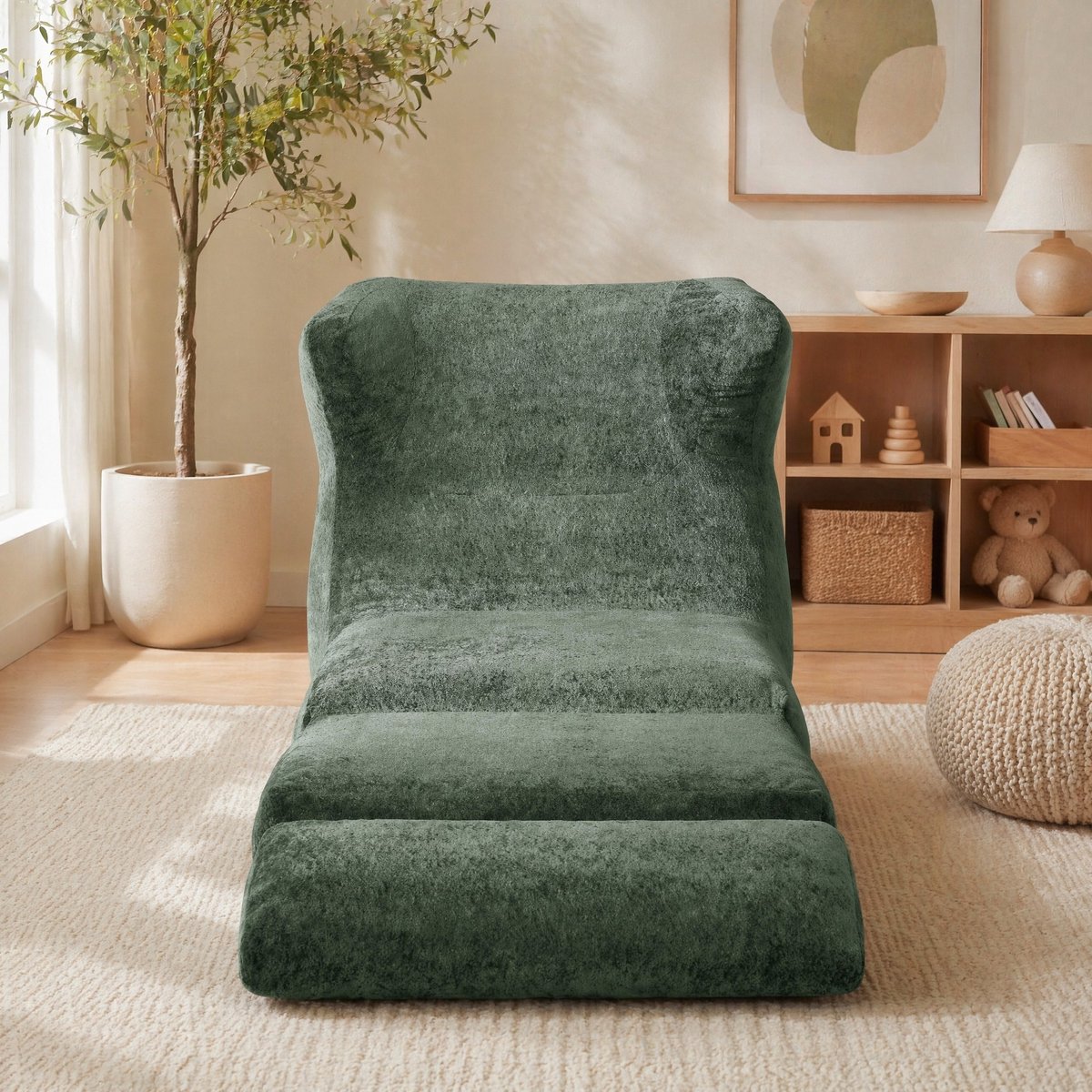 COVREO Zitzak 210x90x86 cm groen, foam met rugleuning voor binnen