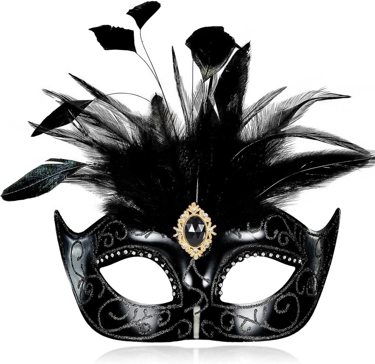 Venetiaans Masker voor Dames - Veren - Perfect voor Carnaval en Bal - SnelShoppen