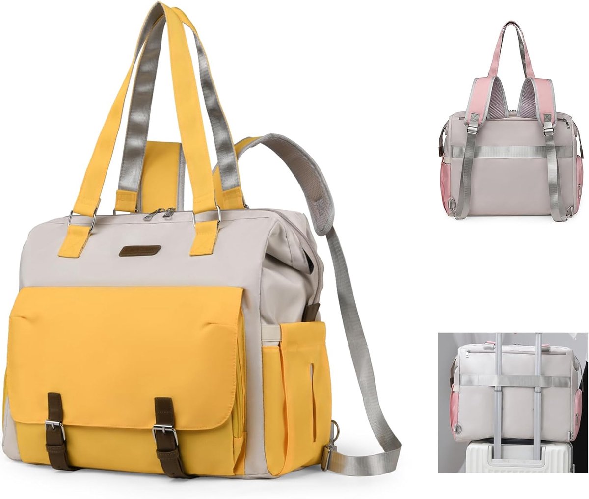 Baby luiertas rugzak - Geel - Met verschoonmat - Ideaal voor reizen - SnelShoppen