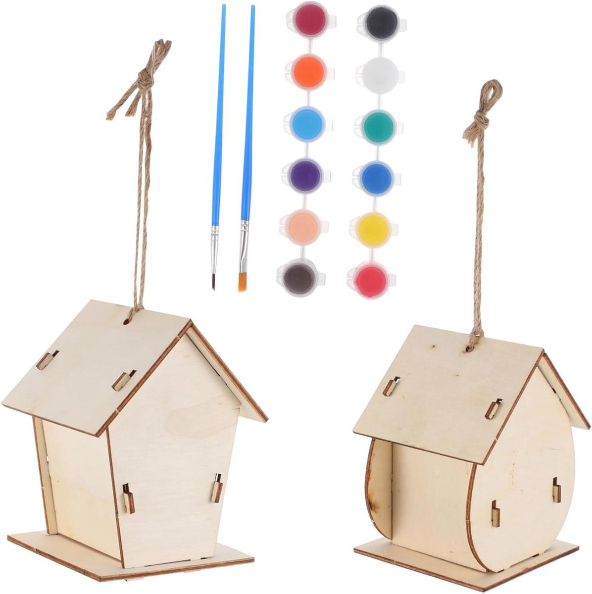 Vogelhuisje Knutselpakket - Houten Vogelhuisje Doe-het-zelf Vogelhuis - Vogels Voeren - Zelf Schilderen en Monteren - 11x9x8cm - Niet gespecificeerd