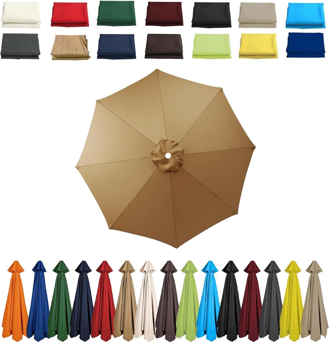 Parasol vervangende hoes 2 m - waterdicht polyester - voor 6/8 poten - ideaal voor tuin en patio - SnelShoppen