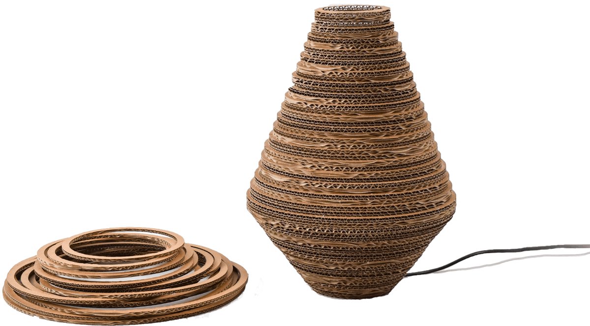 Kartonnen doe-het-zelf lamp - Groot (50 cm) / Ja met lijm (+€10) - Maak zelf een lamp - Kartent