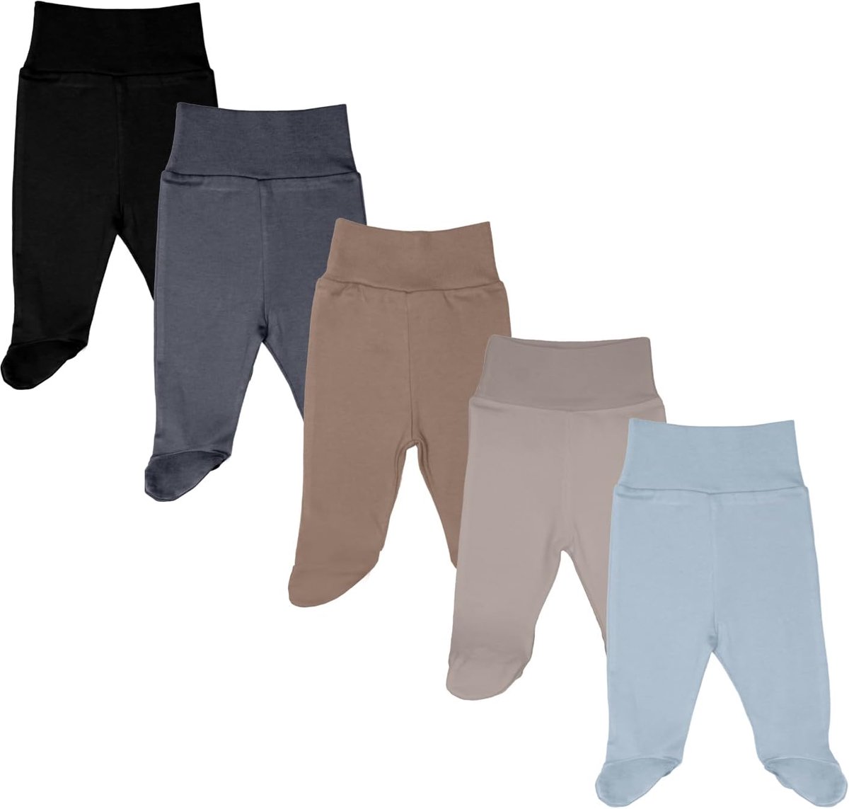 Baby broekjes met voet 5-pack - 100% katoen - unisex - comfortabel en veelzijdig - SnelShoppen