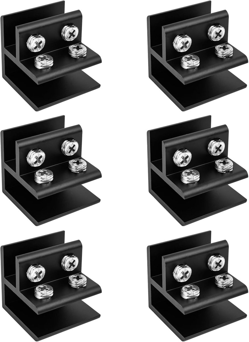 Glasbeslag 90 graden - Aluminium - Voor 10-12 mm glas - Ideaal voor DIY projecten - ShopVlot