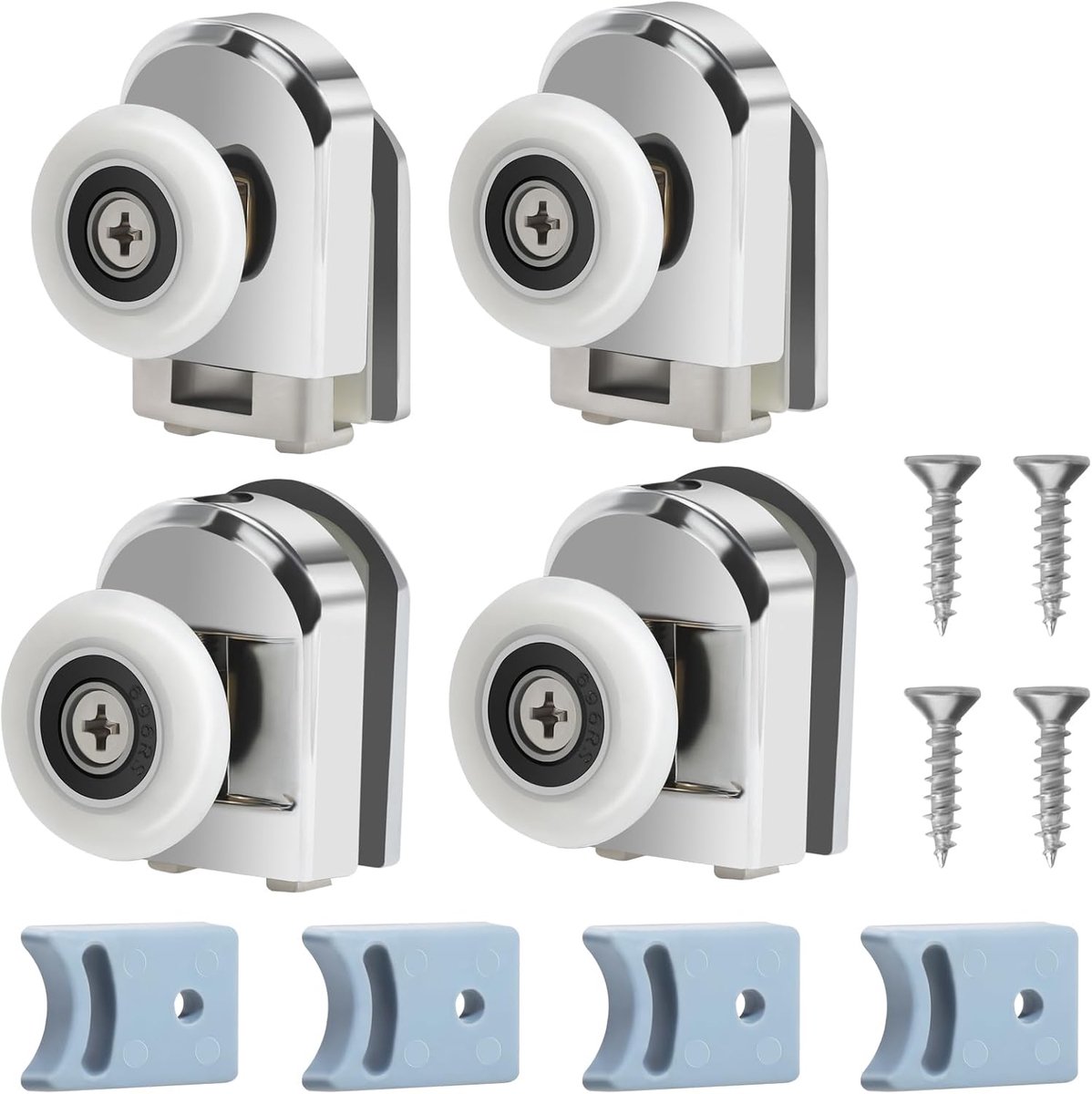 Douchedeur Rollers 25mm - 4 stuks - Messing en Kunststof - Geschikt voor Glazen Douchedeuren - ShopVlot