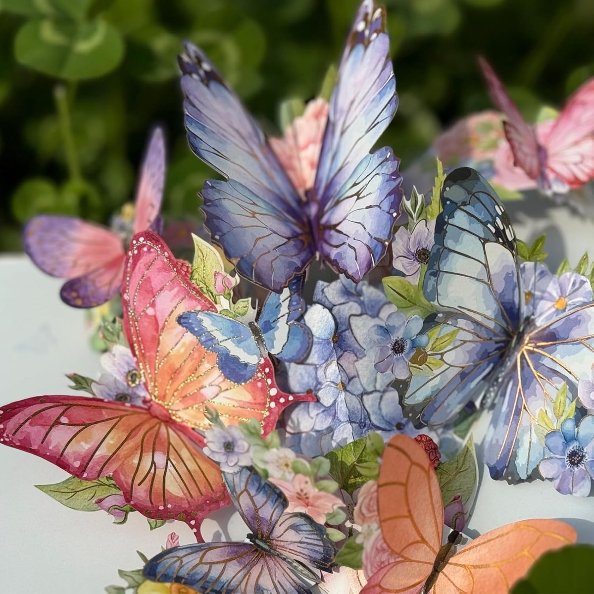 Pop-up kaart 3D vlinders - roze en paarse vlinders - kleurrijke kaart - voor Moederdag - ShopVlot