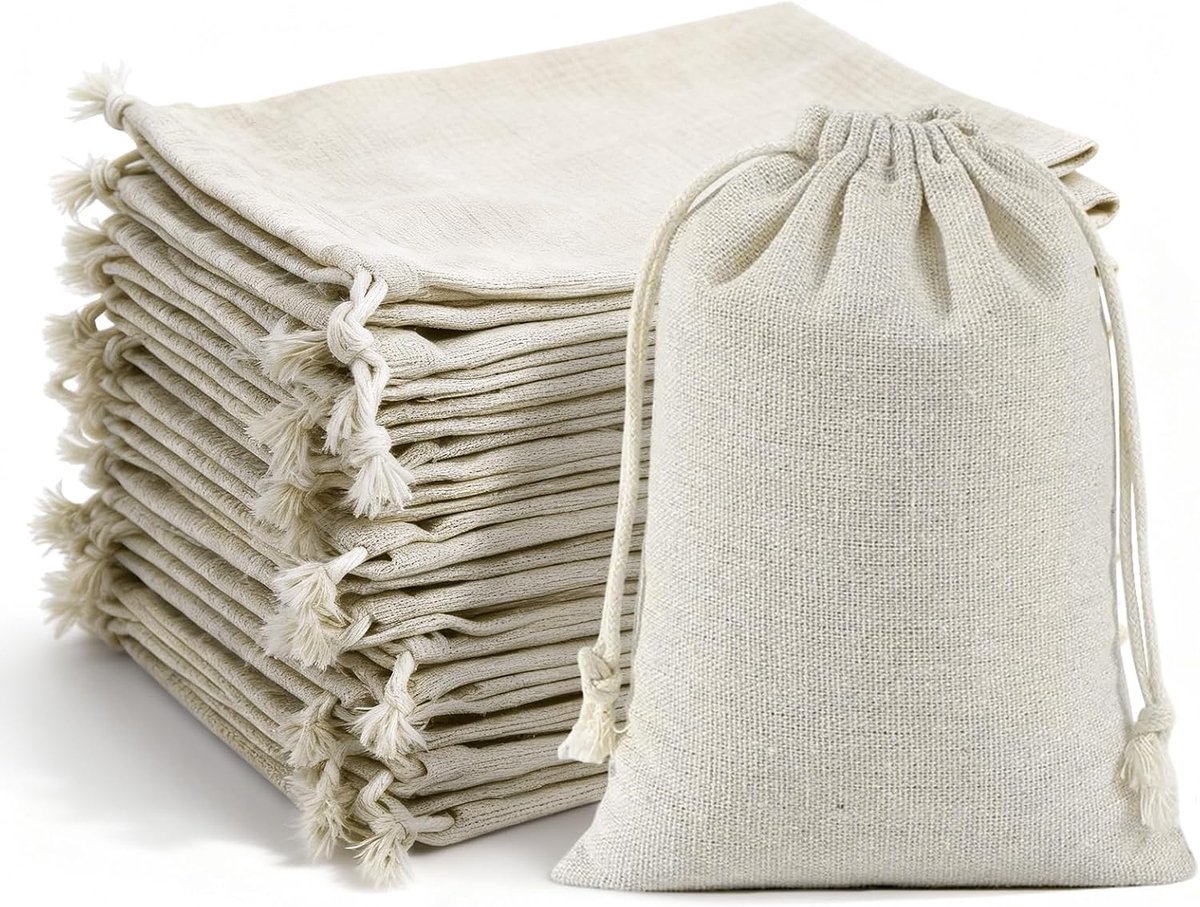 Katoenen zakjes 30 stuks - 18 x 13 cm - linnen met trekkoord - ideaal voor cadeaus - ShopVlot