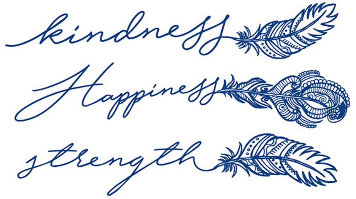 Tijdelijke tattoo Kindness Strength Feather Set 2 weken