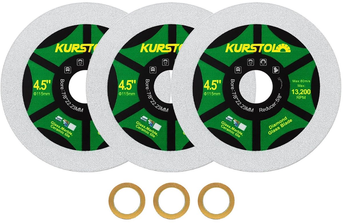 Diamantschijf glas snijden - 115 mm ultra-dun - 3 stuks - voor glas en keramische tegels - ShopVlot