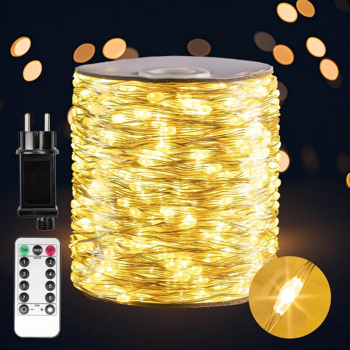 Sfeerverlichting 30 m - 300 LED Warm Wit - Zilver met Afstandsbediening - Perfect voor Binnen en Buiten - ShopVlot